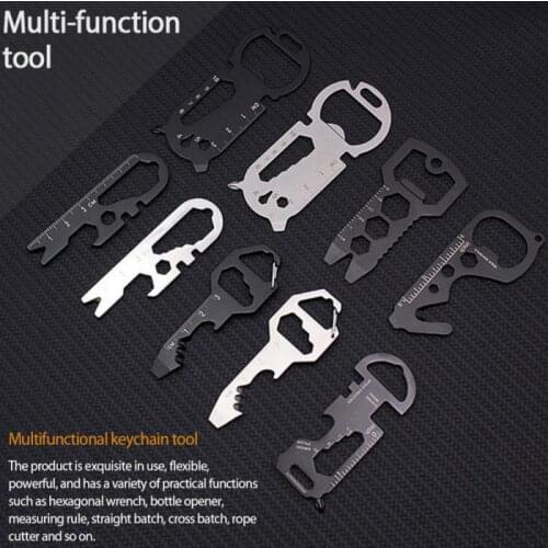 1pcs Stainless Steel Multi-functional Key-shaped Pocket Tool Key Chain With Bottle Opener Hand-held Disassembly Tools Dropship