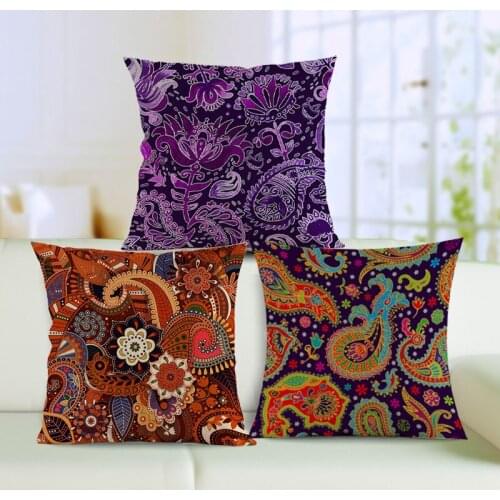 Fashion Classic Art Geometric Paisley Decor Style Pattern Linen Pillow Case Home Office Sofa Decoration Cushion Cover 45x45cm
