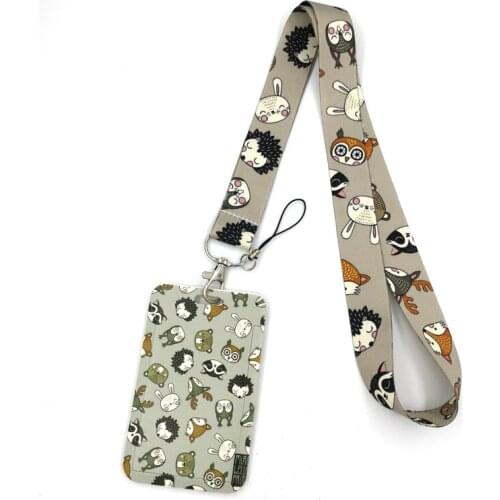 Cartoon Animals Anime Lanyard Badge Holder ID Card Lanyards Mobile Phone Rope Key Lanyard Neck Straps Keychain Key Ring