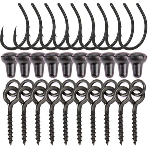 30pcs Combo European Style Carp Fishing Set Fishing Hooks With Small Stopper Ring Screw Fly Fishing Sea Tackle Accessories