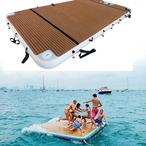 Inflatable Swimming Fishing Dock Platform Drop Stitch PVS Floating Swim Deck Platform For Water Fun