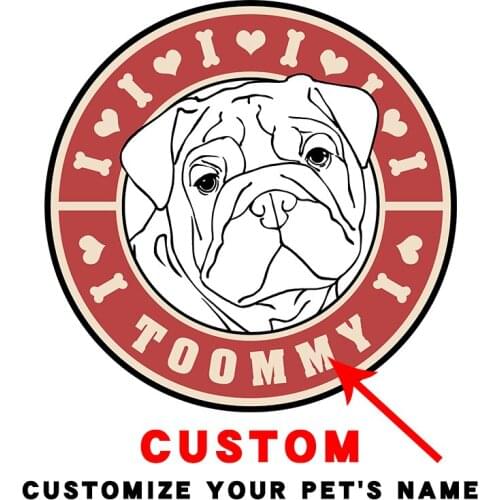 Bulldog animals custom name of your pet Iron on patches for clothes Applique on Clothes Stickers Printed Ironing For Clothing