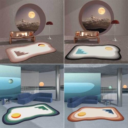 Shaped irregular curve frame Morandi simple geometric pink green black living room bedroom bedside carpet floor mats