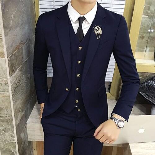 2020 new suit mens three sets of Korean style casual British small suit