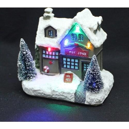 Resin Holiday Decor toy shop house with led lights battery operate,No include