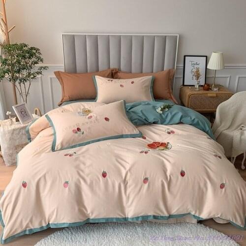 1.8m Bed Quilt Cover Autumn winter thickened cotton brushed Bedding Set 100% pure cotton long-staple bed linen American Bedding