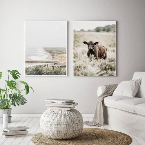 Nordic Highland Cow Poster Cattle Prints Irvine Animal Art Canvas Painting Wall Pictures for Living Room Home Decor No Frame