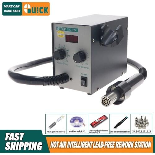 QUICK 857DW+ 957DW+ LED Display Adjustable Hot Air Heat Gun With Helical Wind 400W SMD rework station Hot air station