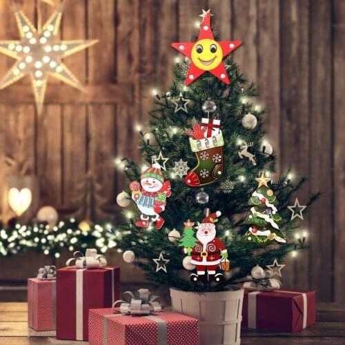 Christmas Snowman Old Double-layer Stereo Light Pendant Small Gift Christmas Tree Pendant Christmas Ornament With LED Light