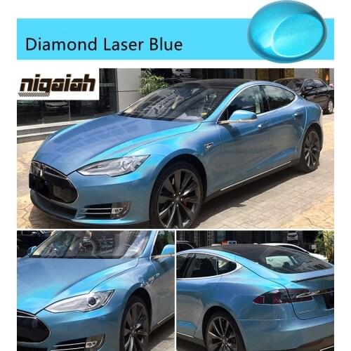 Premium bright body 1.52x18M Diamond Laser Blue Self-adhesive packaging stickers without bubbles Car Wrap Vinyl