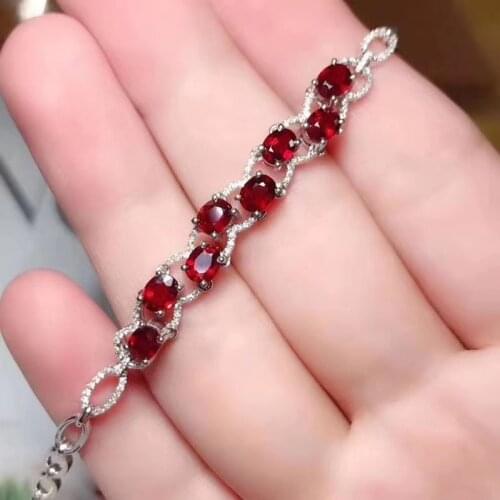 The Best Party Gift Ruby Bangle Bracelet Solid S925 Sterling Silver for Women Color GemFine Jewelry