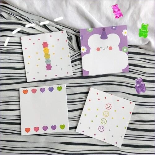 SIXONE 50 Sheets Ins Floret Candy Bear Note Book Cute Cartoon Note Portable Pocket Word Book stationery kawaii memo pad