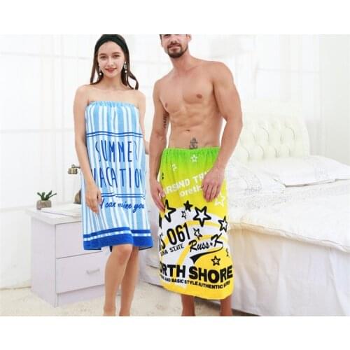 Super Absorbent Adjustable Cotton Bath Towel Terry Wearable Wrap Chest Sauna Clothes Beach Spa Bathrobes Print Soft Bath Skirt