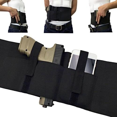 Tactical Pistol Holster Right Left Hand Gun Glock Pouch Military Universal Belly Band Belt Police Elastic Hunting Waist Support