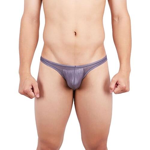 New Mens Sexy Ice-silk Underwear Low Rise Briefs Breathable Male Panties Sweat-absorbent Quick Dry Thong стринги для мужчин A50