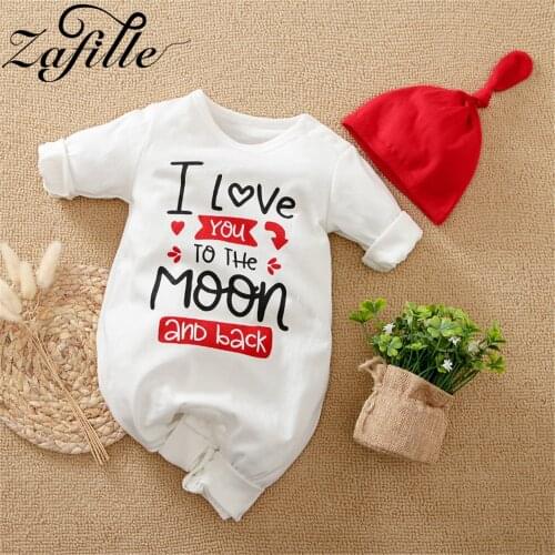 ZAFILLE Love Mom and Dad Baby Rompers and Hats Newborn Baby Boy Girl Clothes 2021 Letter Onesies Baby Boy Girl Overalls