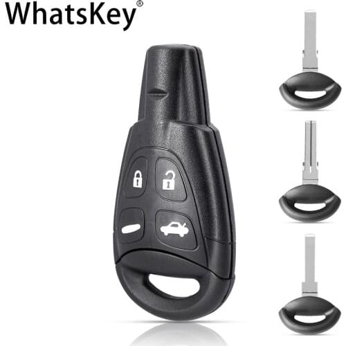 WhatsKey New Replacement Keyless Car key Shell For Saab 93 95 9-3 9-5 2003-2007 Soft Buttons Remote key Case Uncut Small blade