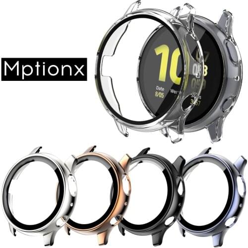 Screen Protector Case for Samsung galaxy watch active 2 44mm 40mm Full Coverage Bumper with Tempered Glass Protective Cover