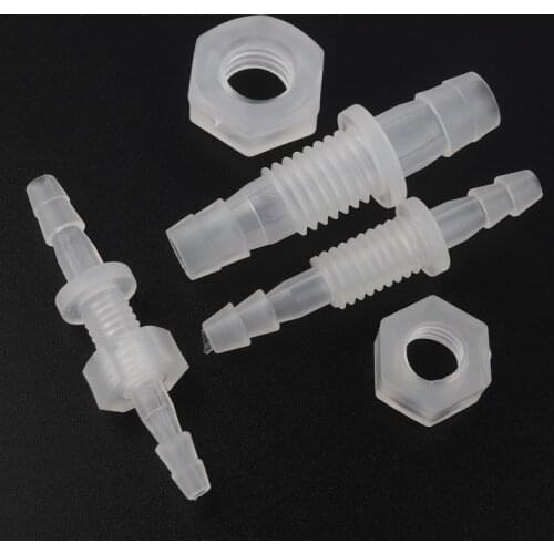 100pcs 3~8mm M6~M10 PP Thread PP Straight Connectors Hex Nut Aquarium Tank Air Pump Fittings Drinking Water Hose Pagoda Joints