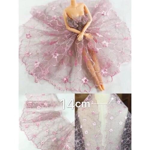 2 Meters Pink Floral Embroidery Venise Venice Lace Trim Applique Lace Fabric Sewing Craft 14cm Width