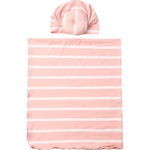 2pc Newborn Baby Boy Cocoon Swaddle Blanket Sleeping Swaddle Muslin Wrap Hat Set