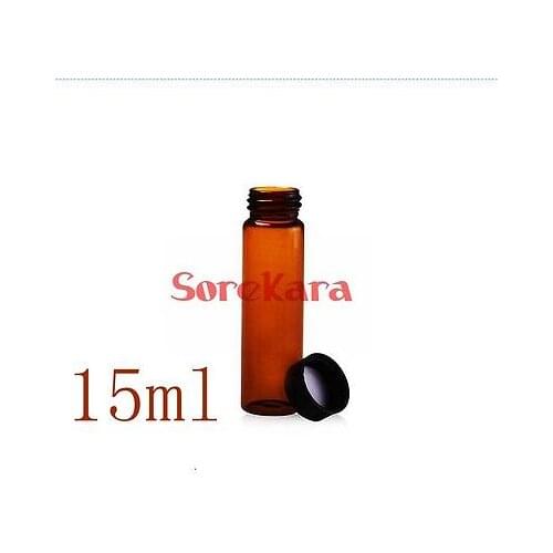 5pcs 15ml Brown Glass Seal Bottle Reagent Bottle Sample Vials Plastic Lid Screw Cap Screw On Cover