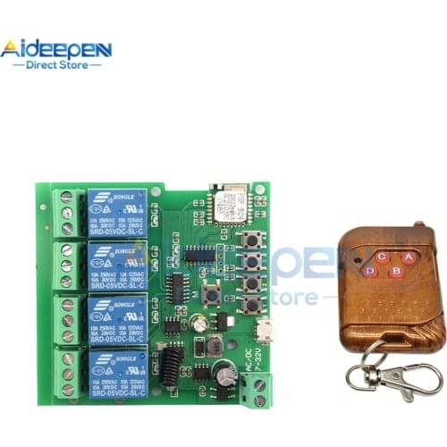 5V-32V 220V eWelink 4 Channel Smart WiFi Relay Switch Module 433Mhz Wireless Remote Control Switch Self-locking For Smart Home