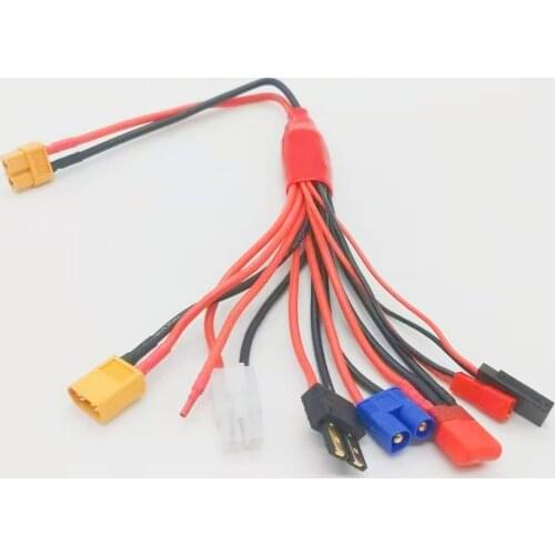 8in1 Soft Silicone Charging Wire XT60 Plug Connector to XT60 XT30 T Futaba JST EC3 Tamiya TRX Wire Cable for RC Charger