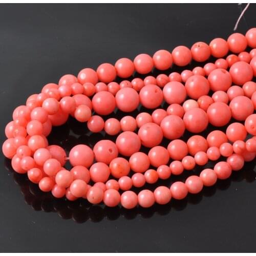 Red Coral Natural Round Coral Beads For Jewelry making DIY 4/6/8/10/12mm TRS0050