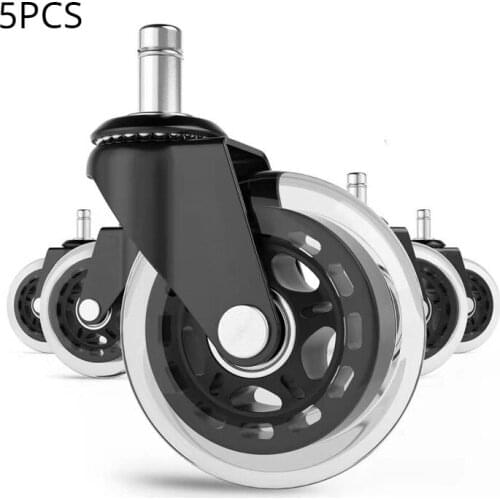 5 PCs Black Office Chair Caster Wheels 2.5 Inch Swivel Rubber Caster Wheels Replacement Soft Safe Rollers Furniture Hardware