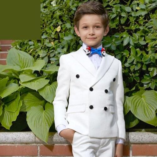 Childrens Dresses suits Boys' Piano Competition Dresses Jacket White Spring Autumn Performince size 110-150 155 160 165