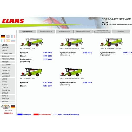 For Claas BIGTIC Technical Information