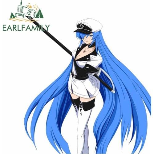EARLFAMILY 13cm x 12.1cm for Akame Ga KILL Esdeath Anime Car Stickers Air Conditioner RV VAN Scratch-proof Window Trunk Decal