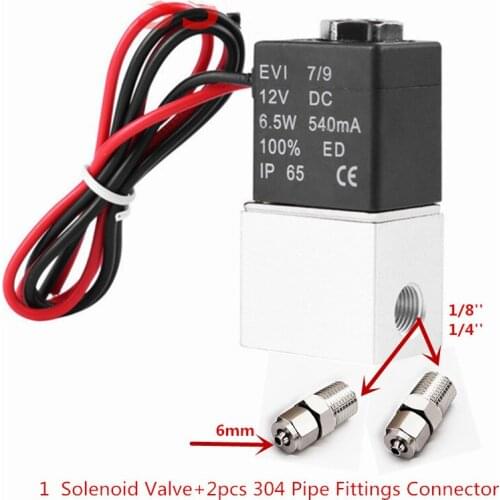DC 12V 24V 110V 220V Solenoid Valve 1/4" 1/8" 2 Way Normally Closed Direct-acting Pneumatic Valves For Water Air Gas Hot
