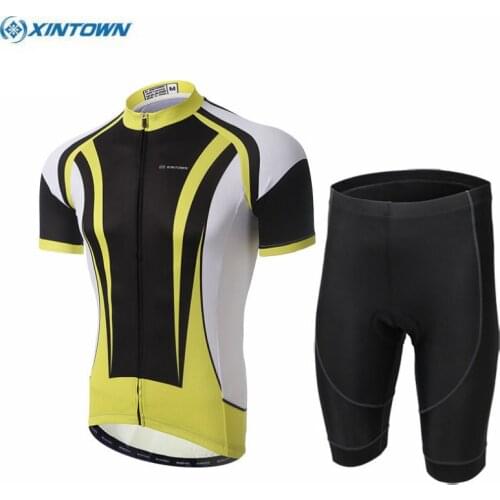 XINTOWN Summer Ropa Ciclismo Men Cycling Jersey Short Sleeve Riding Top Outdoor Sportswear Bike T-Shirt Bib Shorts Sets