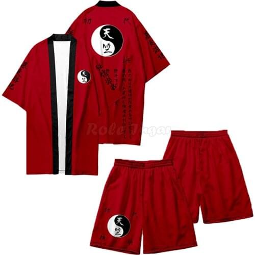 Anime Tokyo Revengers Tenjiku Cosplay Costume Cardigan Shorts Haori Izana Kurokawa Red/Black Kimono Kakucho Hitto Cloak C35M268