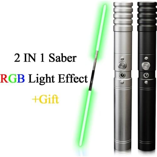 Double-edged Blaster Laser Sword RGB Color Change Metal Hilt LED Light Saber Force Two In One Switchable Lightsaber Cosplay Toy