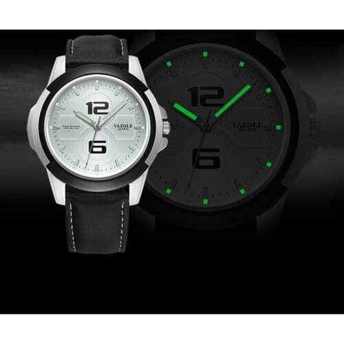 YAZOLE Luminous Mens Watches Waterproof Sport Watch Men Watch Top Brand Mens Watch Leather Clock reloj hombre erkek kol saati