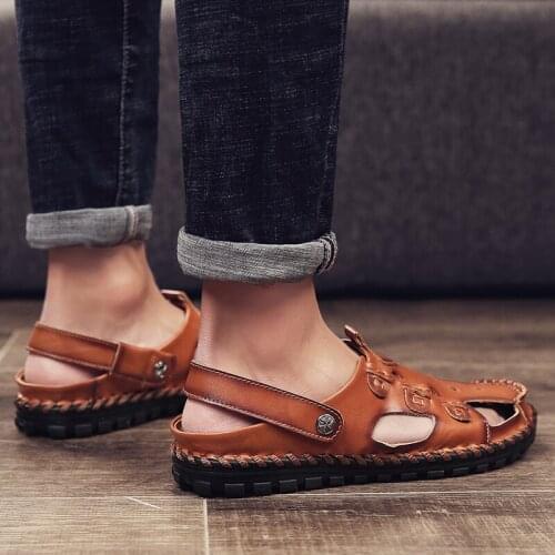 Mens leather romanas male man couro transpirables sandalet cuir ete sandale platform zandalias sandal erkek sandalle sandel men