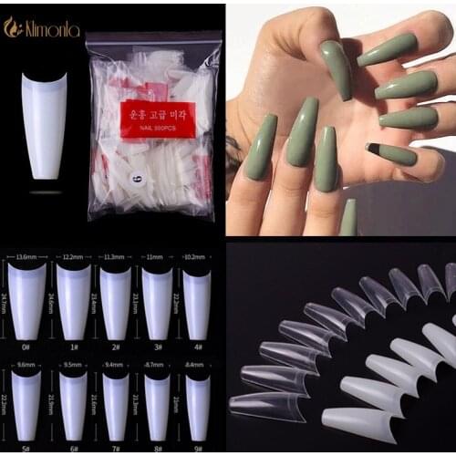 500pcs/bag French Nails Art Extension Tips T-shaped Coffin Half Cover Fake Nails Artificial Ballerina False Kiss Clear Tips