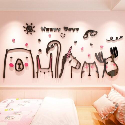 Stay cute animal ins Nordic style bedroom warm living room sofa background wall 3d stereo wall stickers self-adhesive
