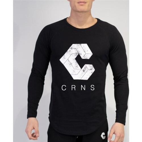 Autumn New Fashion leisure movement Mens T-shirt O-Neck Slim cotton stretch long sleeve Shirts Men Fitness Pull T-shirt M-XXL