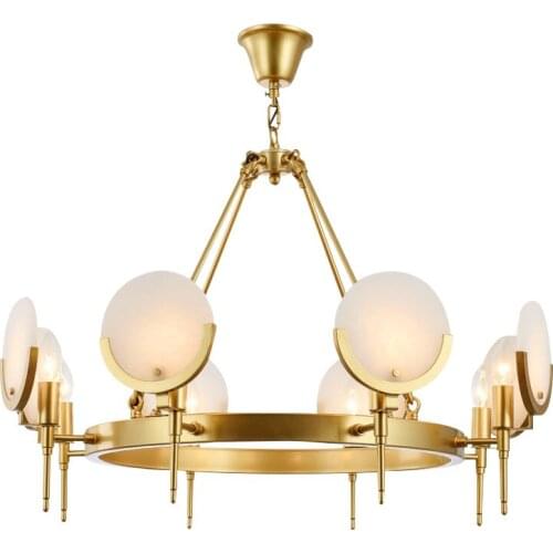 Post-modern Luxury Pendant Lamps copper Marble LED Chandelier For Restaurant Art Hotel Bedroom Home Decor Ceiling Home Decor