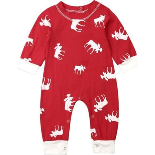 0-24M Xmas Newborn Baby Girl Boy Deer Romper Long Sleeve Jumpsuit Pajamas Sleepwear Outfits Clothes