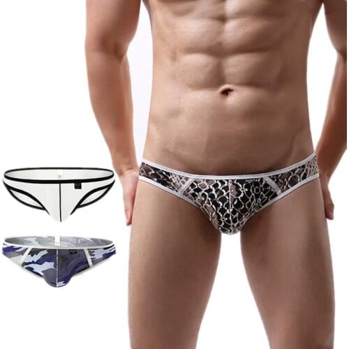 Sexy Underwear Thin Mens Briefs Shorts Breathable Panties Low Waist U Convex Pouch Underpants Cueca Calzoncillo Plus Size M-3XL