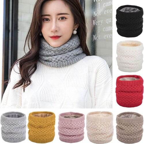 Women Winter Wrap Ring Thick Warm Soft Breathable Knitting Scarf Neckerchief Faux Wool Knitting Neckerchief Warm Keeping