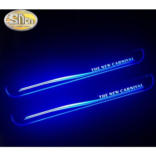 SNCN Waterproof Acrylic Moving LED Welcome Pedal Car Scuff Plate Pedal Door Sill Pathway Light For Kia Carnival 2014 - 2019