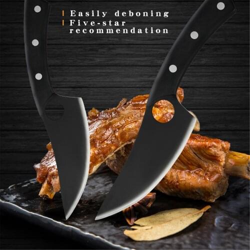 Sowoll Boning Kitchen Knives 5" Forged High Carbon Steel Chef Knife Serbian Butcher Slaughter Camping Hunting Knife Outdoor Tool