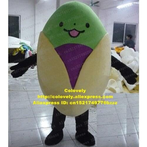 Smart Colourful Pistachio Nuts PISTACHE Happy Fruit Broad Bean Horsebean Mascot Costume Small Eyes Green Head No.4714 FS
