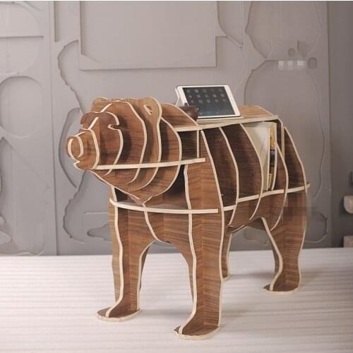 High-end 42" Bear Multi-fonction solid wood storage desk with book shelf